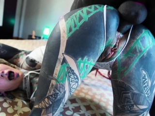 Sexy tattoo girl in lingerie rough anal fuck