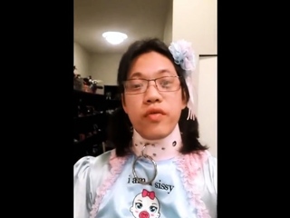 Asian Sissy's Small Cock Caged
