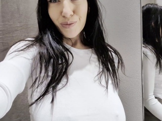 Try on in public dressing room hot girl