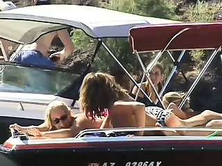 Bitches go wild while partying on spring break and flash it all