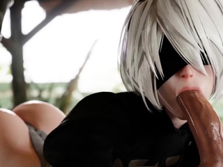 NieR Automata Horny 2B Suck Huge Thick Cock Sex Collection