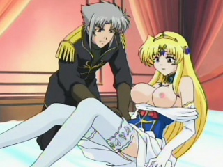 Anime princess bares her big titties and rides a giant boner